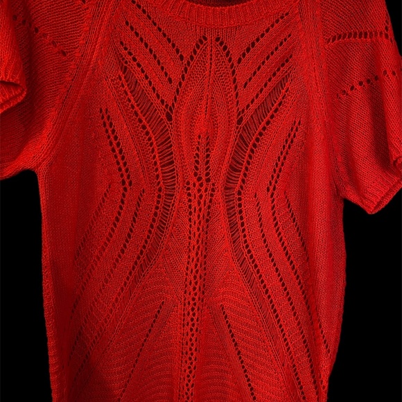 Vintage Womens Fever Brand Knitted Short Sleeve Round Neck Blouse Top Large - Picture 3 of 6